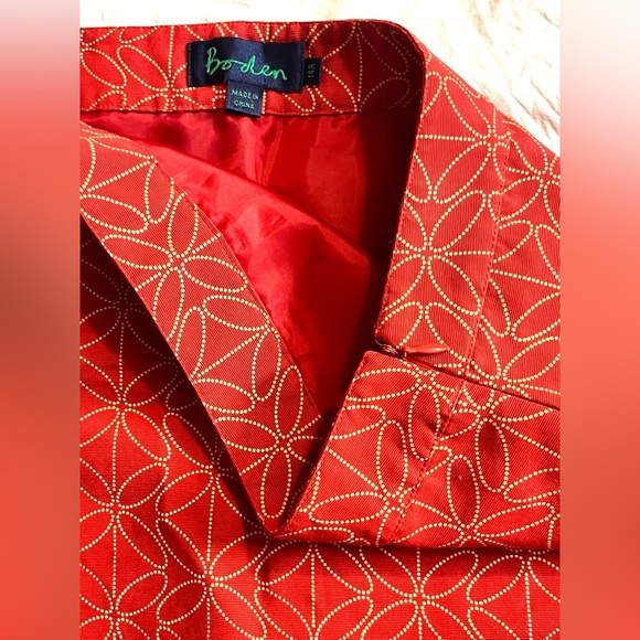 Boden Elegant Red-Orange Patterned Skirt Women’s Size 14R - Picture 6 of 14